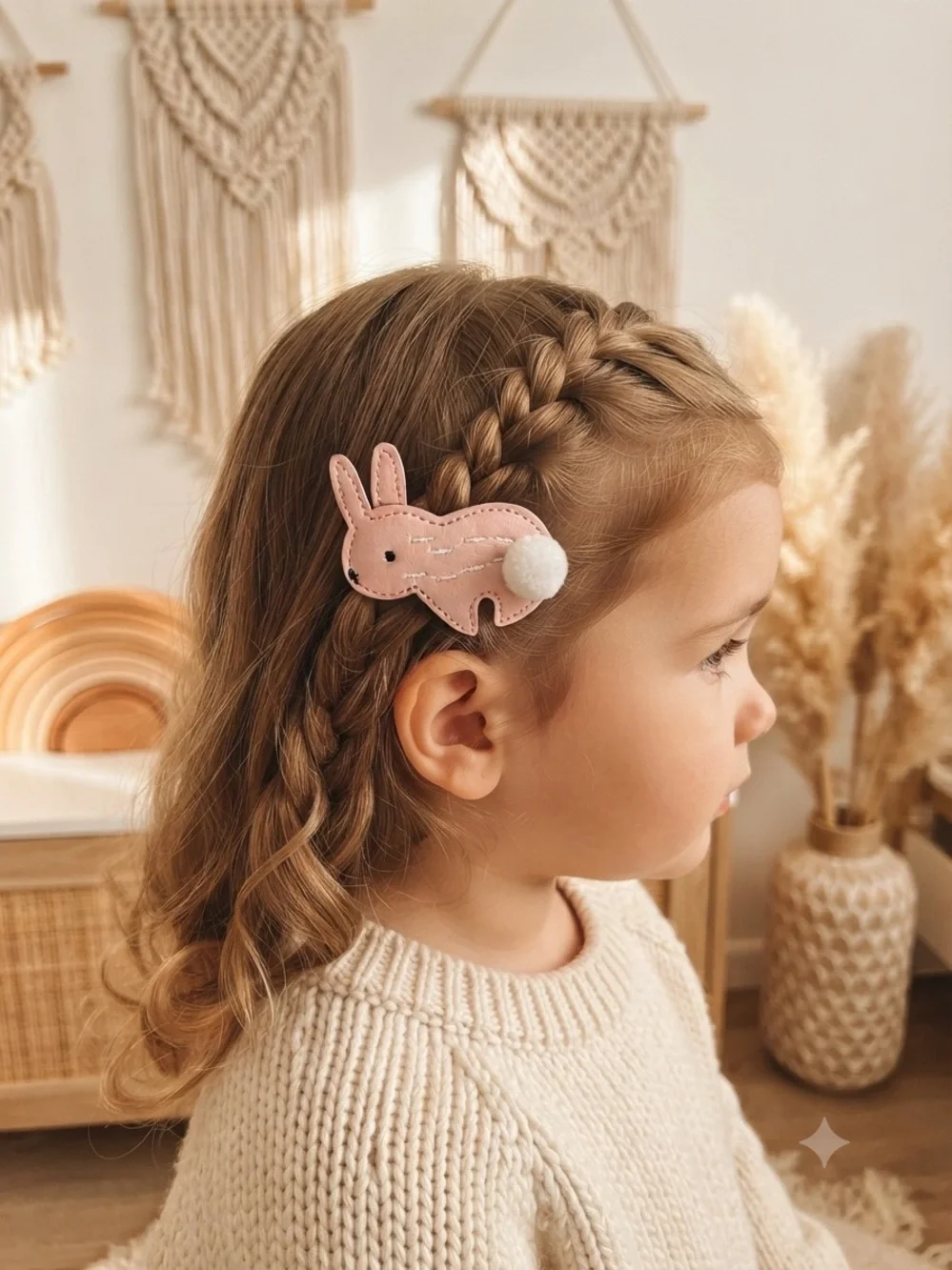 Handmade Pink Bunny Leather Hair Clip Cute Fluffy Tail Boutique